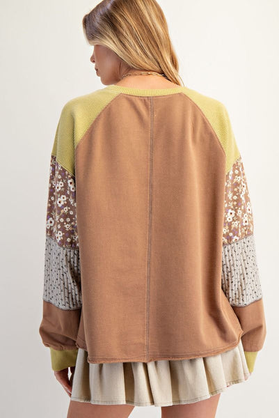 PIPPA PATCHWORK SLEEVE PULLOVER