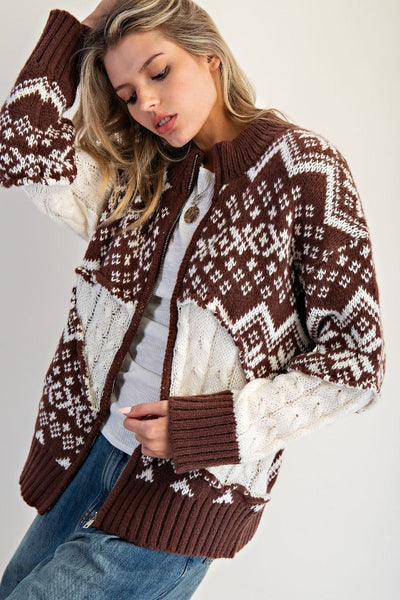 VICKI VINTAGE INSPIRED ZIP UP CARDIGAN