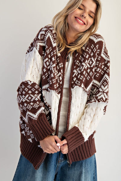 VICKI VINTAGE INSPIRED ZIP UP CARDIGAN