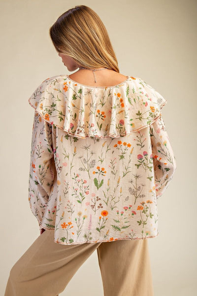 FLORAL PRINT POLY CREPE BLOUSE