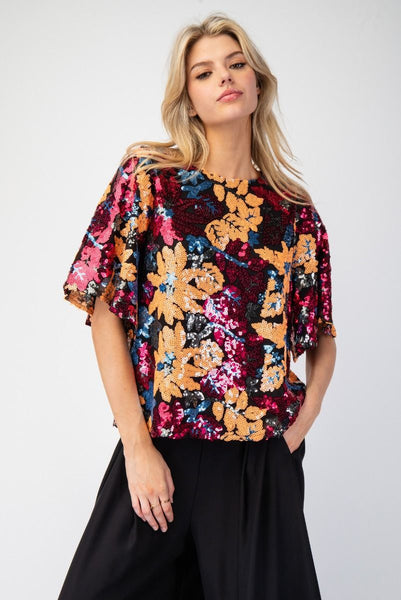 ALLOVER SEQUINS TOP, BLACK