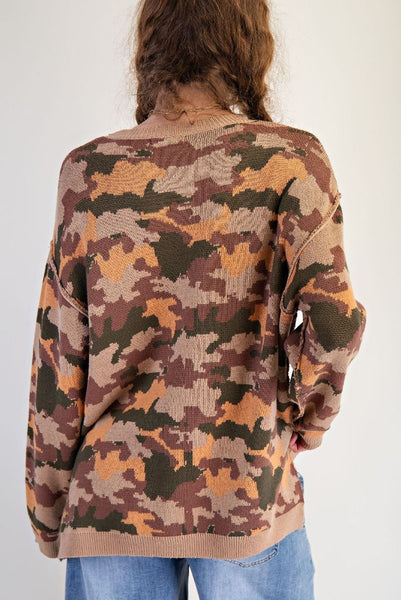 CALLA CAMO SWEATER, MOCHA