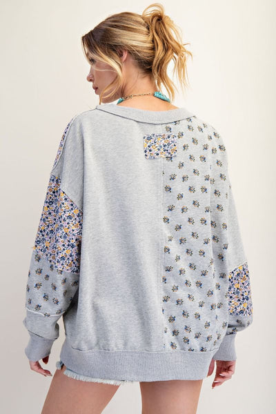 PATCHWORK PULLOVER, HEATHER GREY