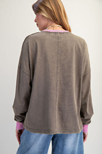 HEART EYES LONG SLEEVE TEE, ASH