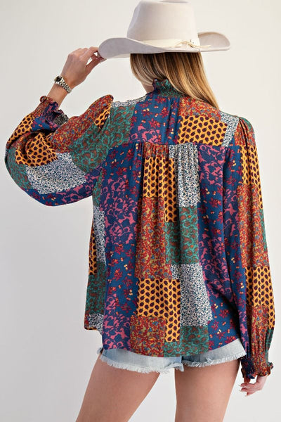 PENNY PATCHWORK PRINTED TOP