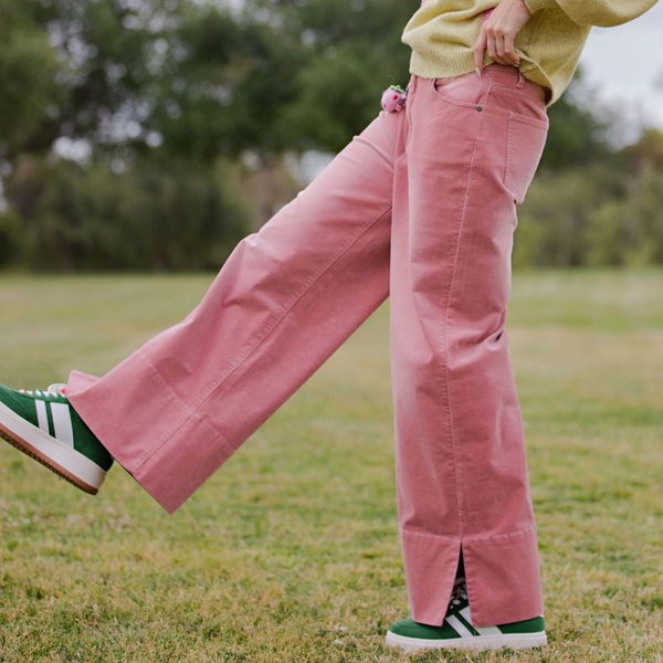 CORD WIDE LEG PANTS, ANTIQUE ROSE