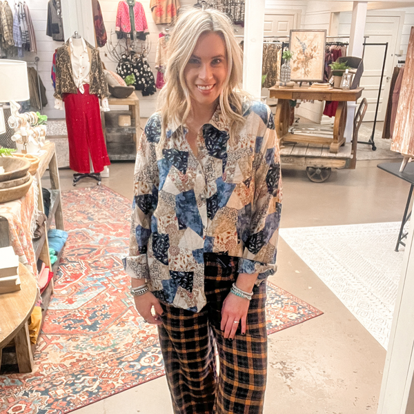 BRINK BUTTON DOWN, NAVY/TAUPE