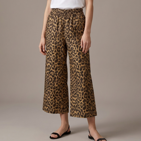 LEOPARD PRINT WIDE LEG PANTS