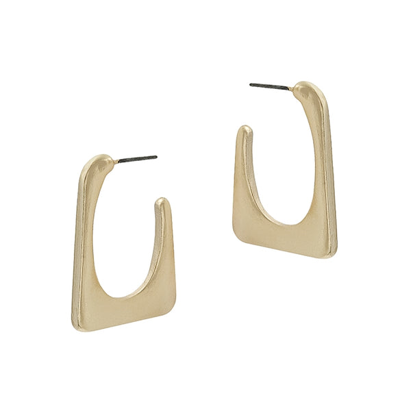 OPEN SQUARED SATIN HOOP EARRING