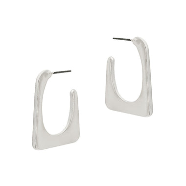 OPEN SQUARED SATIN HOOP EARRING