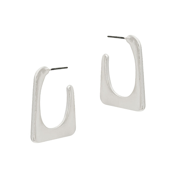 OPEN SQUARED SATIN HOOP EARRING