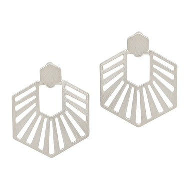 OPEN HEXAGON GEO EARRING, 1.75"