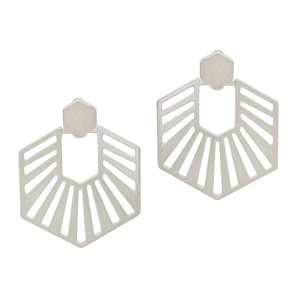OPEN HEXAGON GEO EARRING, 1.75"