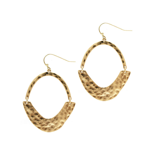 HAMMERED OPEN CIRCLE EARRING, 2"