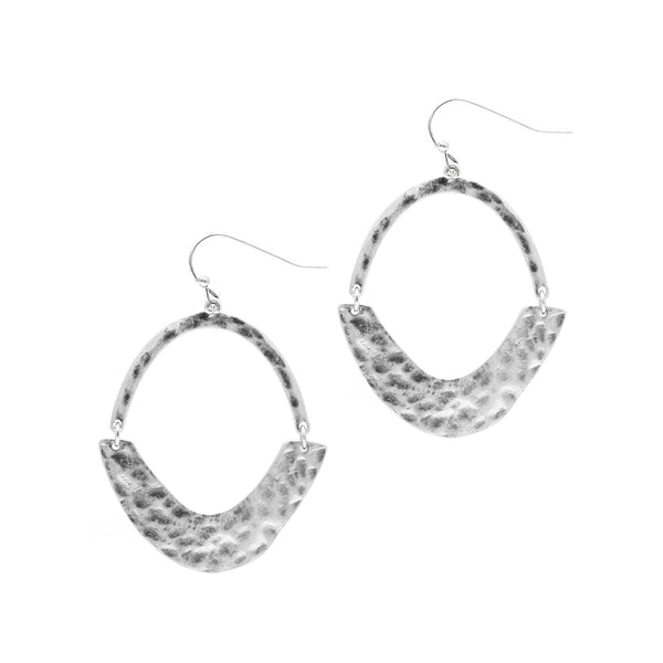 HAMMERED OPEN CIRCLE EARRING, 2"