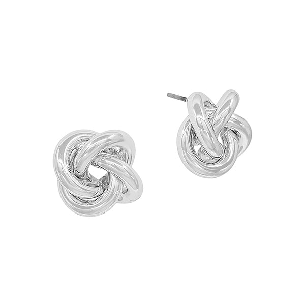METAL KNOT STUD EARRING, SILVER