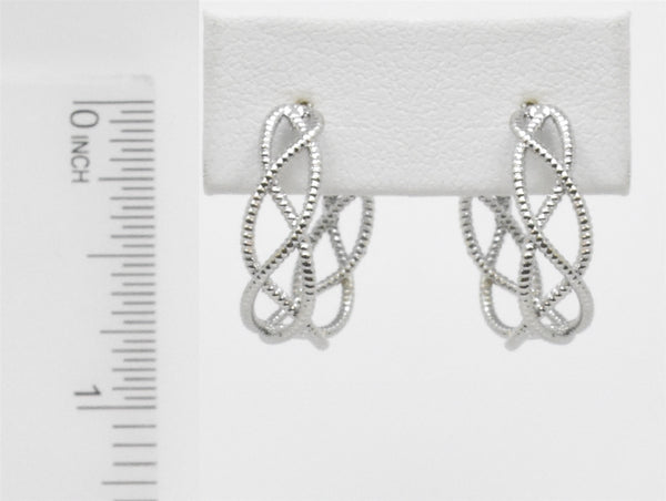 TEXTURED TWISTED HOOP EARRING, SILVER