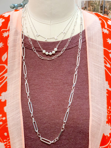 PEARL & CHAIN LAYERED NECKLACE, 18"