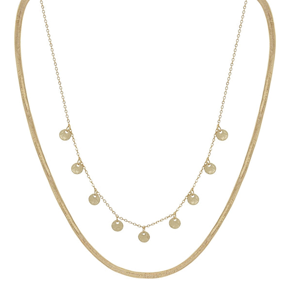 SNAKE CHAIN LAYERED CIRCLE NECKLACE